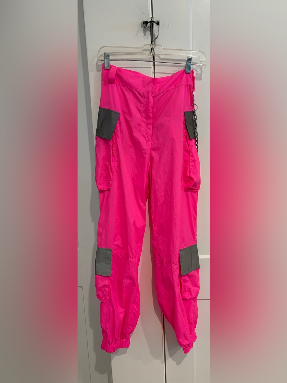 Jaded London Hot Pink Cargo Parachute Pants. Size 4